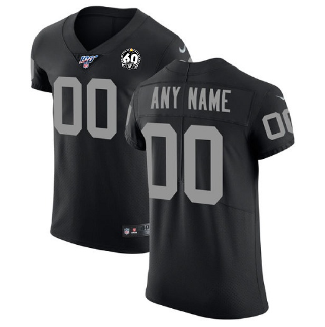Men's Las Vegas Raiders Black Team Color 100th Season With 60 Patch Vapor Untouchable Custom Elite Stitched Football Jersey Men's Las Vegas Raiders Black Team Color 100th Season With 60 Patch Vapor Untouchable Custom Elite Stitched Football Jersey